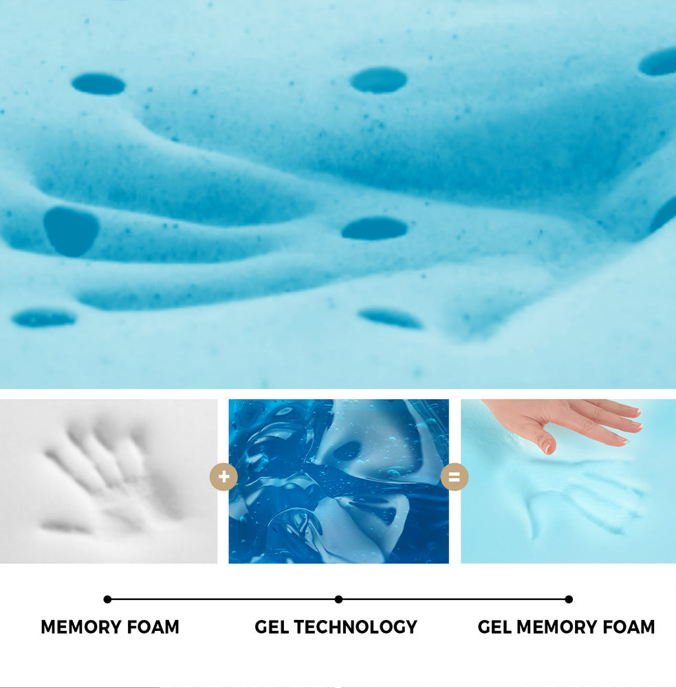 King Single Memory Foam Mattress Topper Reversible Cool Gel 10 cm