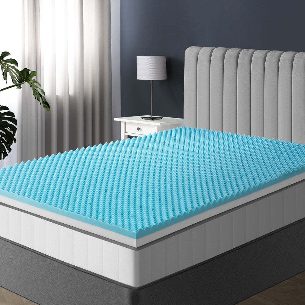 King Single Memory Foam Mattress Topper Reversible Cool Gel 10 cm