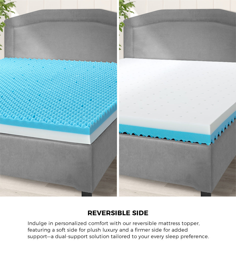 King Single Memory Foam Mattress Topper Reversible Cool Gel 10 cm