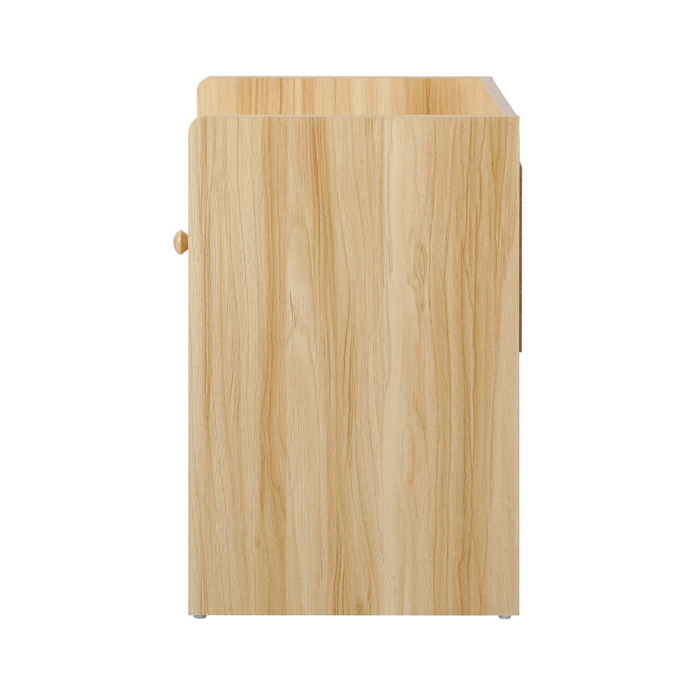 Wooden Bedside Table with Drawer and Storage Space