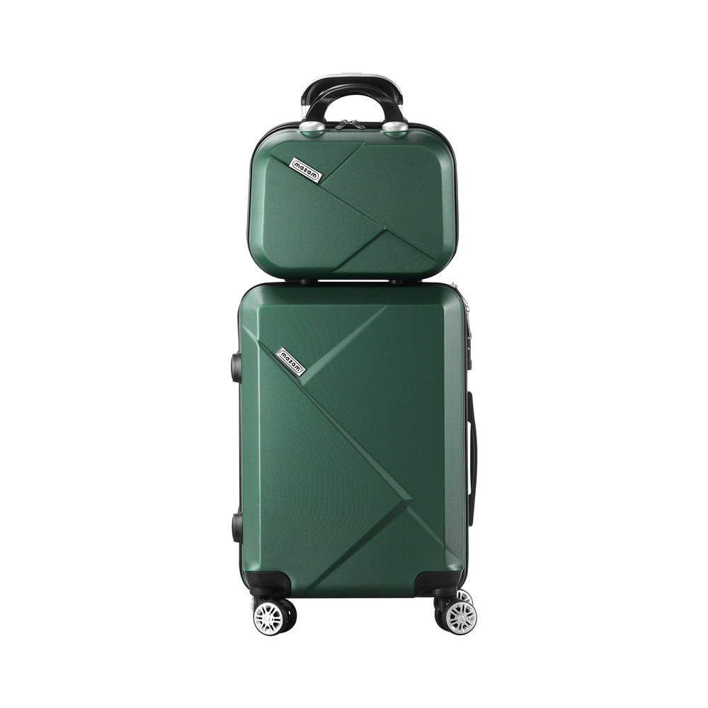 2 Piece Luggage Set TSA Lock Hard Case Green