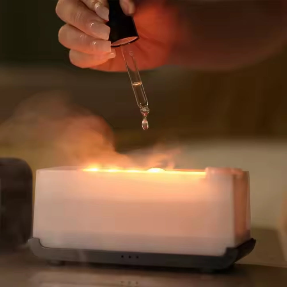 Flame Aromatherapy Humidifier Mini Diffuser with LED Light and Timer
