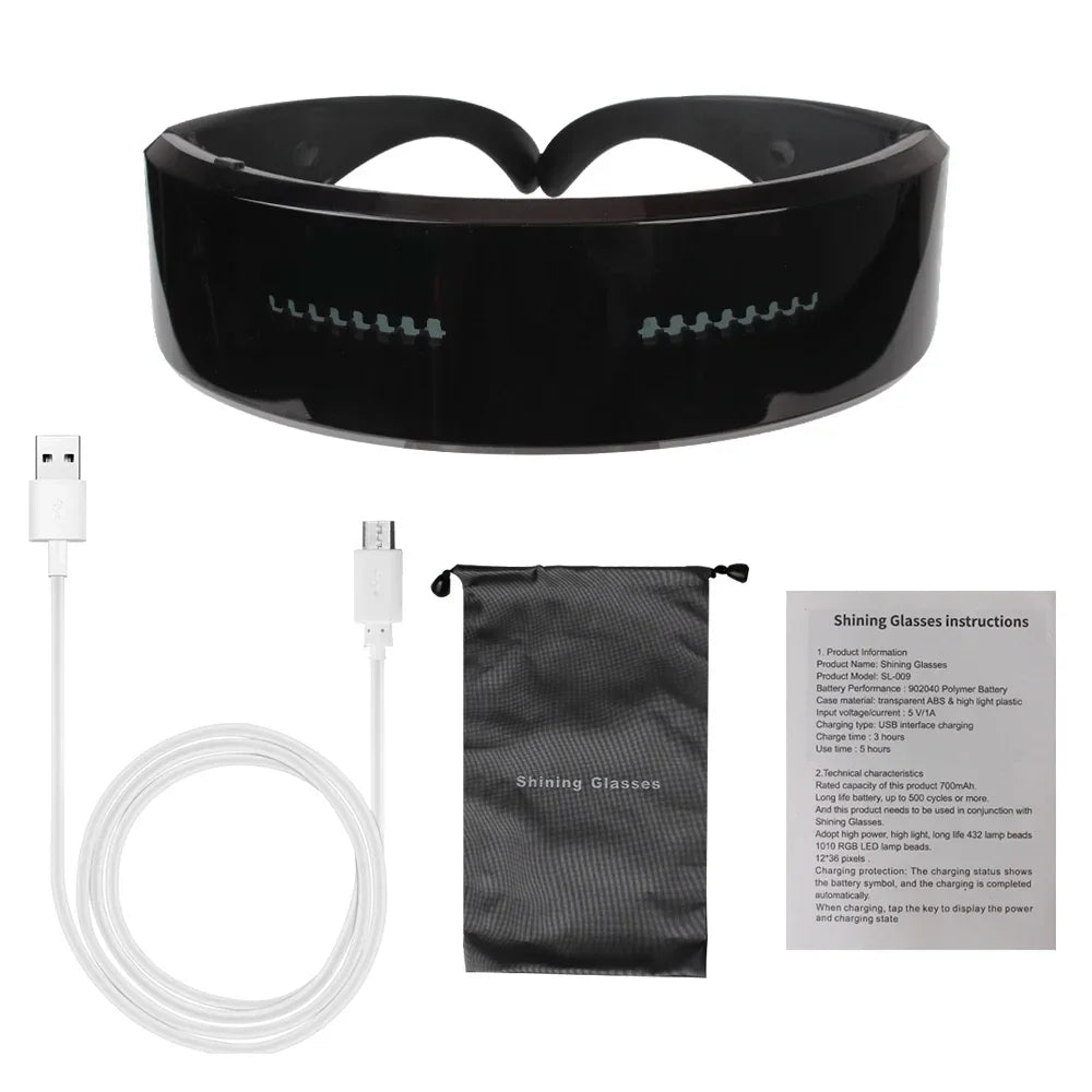 DIY Shining Electronic Futuristic Eyewear Glow The Dark Bluetooth LED Luminous Glasses