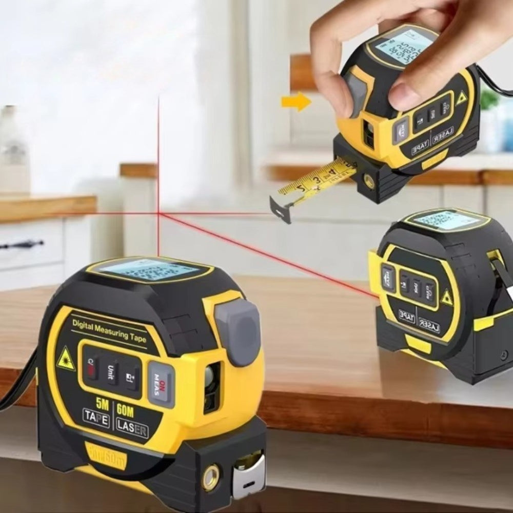 3 in 1 Laser Rangefinder Tape Measure with LCD Backlight Display