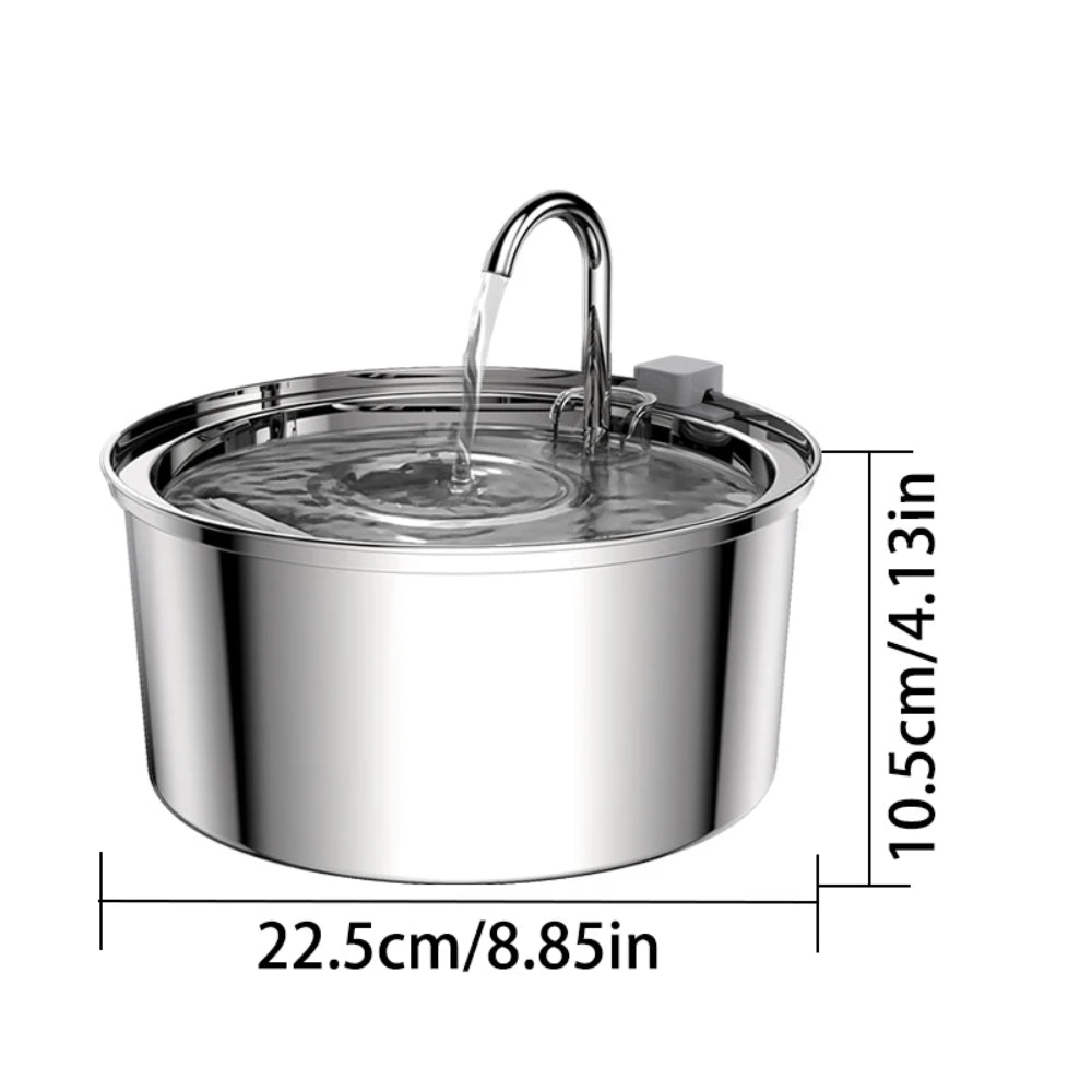 Stainless Steel Pet Water Feeder Cat Dog Automatic Filter Fountain