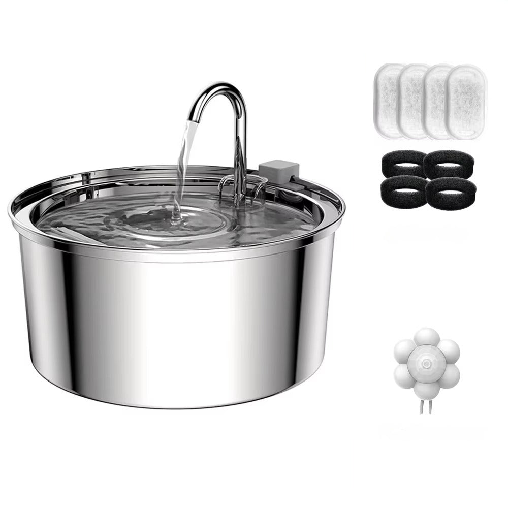Stainless Steel Pet Water Feeder Cat Dog Automatic Filter Fountain