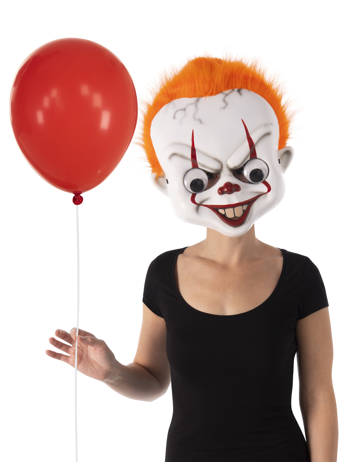 Pennywise Scary Clown Mask with Googly Eyes and Hair for Halloween Adults