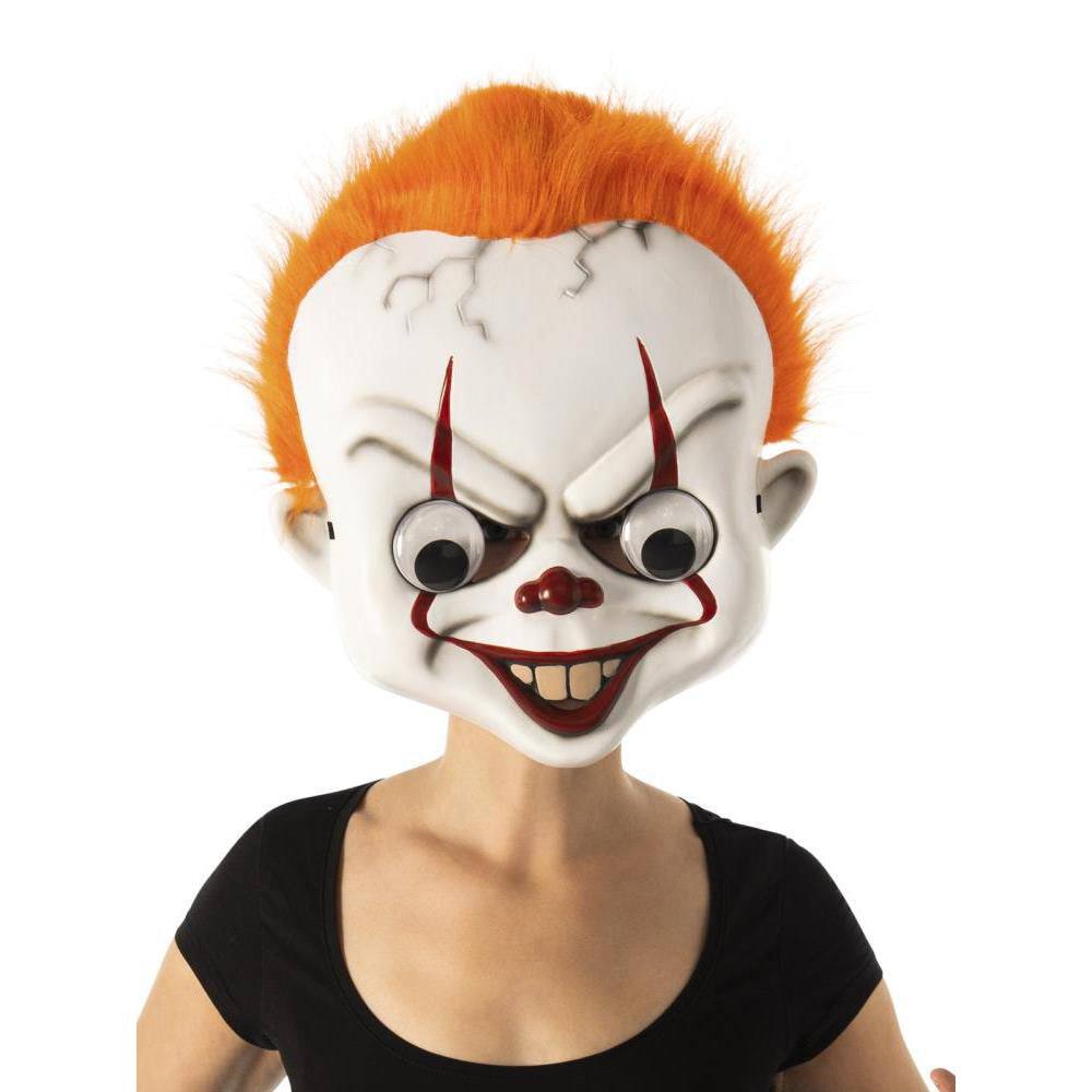 Pennywise Scary Clown Mask with Googly Eyes and Hair for Halloween Adults