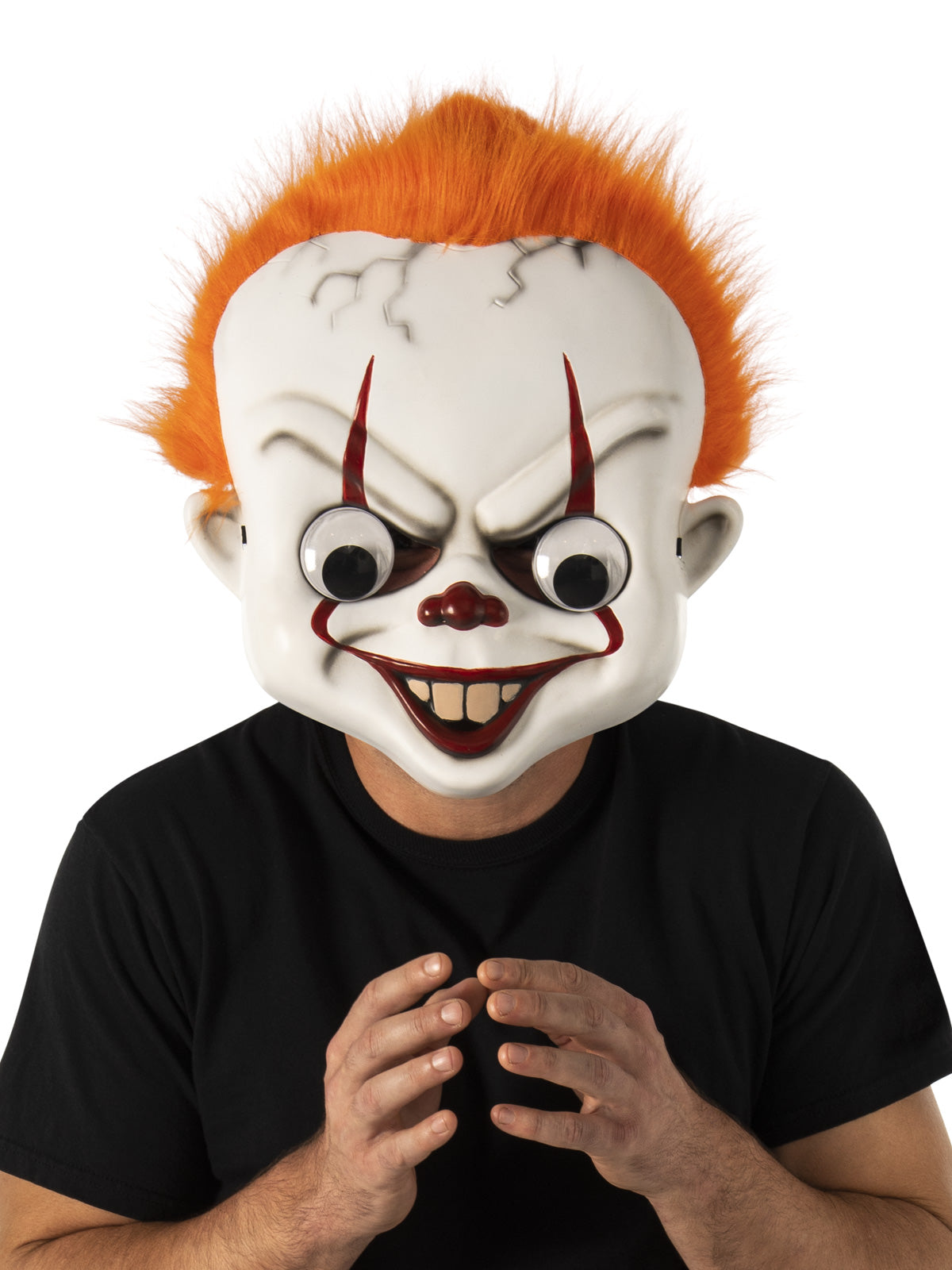 Pennywise Scary Clown Mask with Googly Eyes and Hair for Halloween Adults