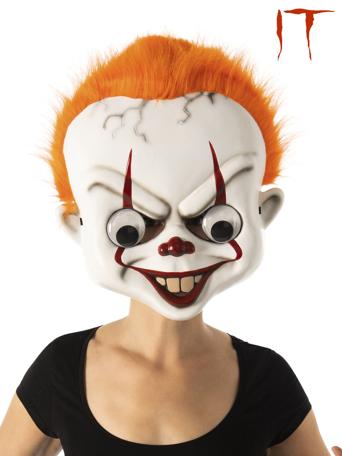 Pennywise Scary Clown Mask with Googly Eyes and Hair for Halloween Adults