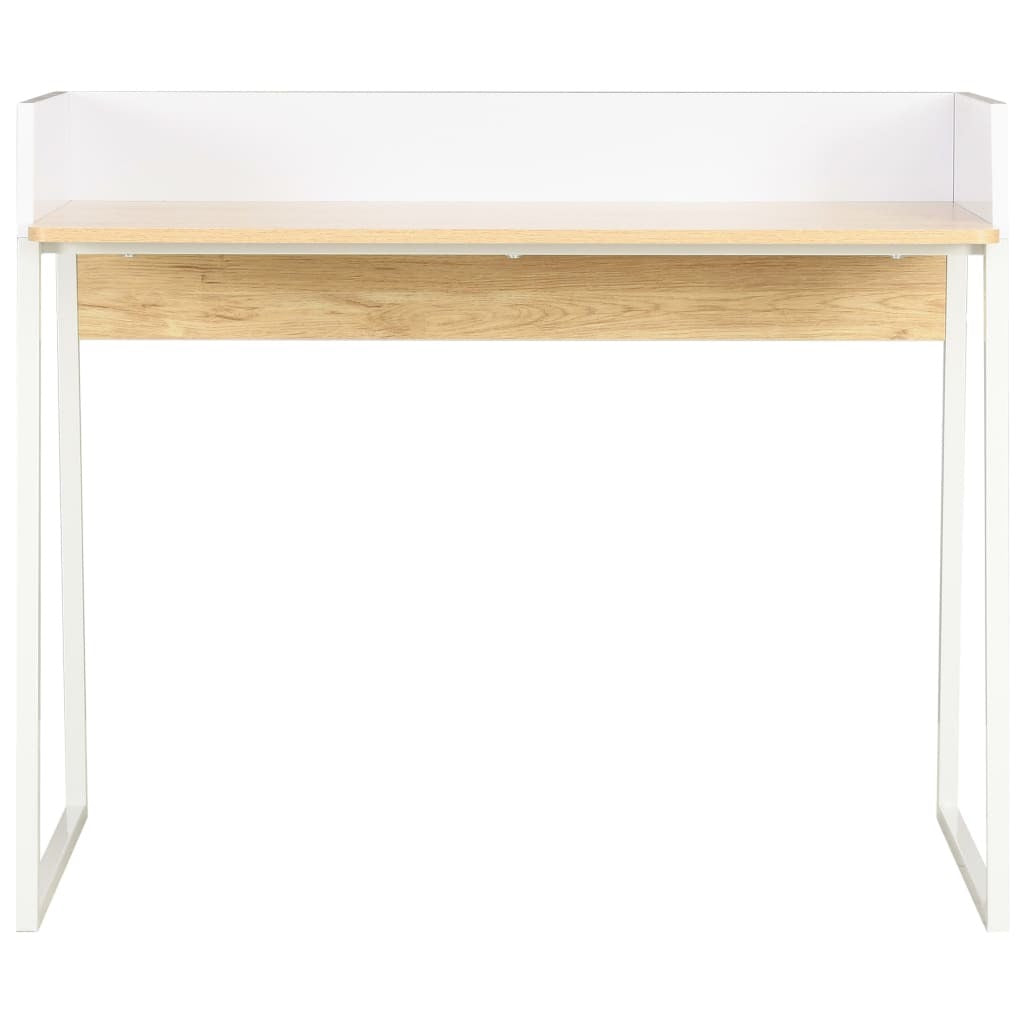 White Oak Desk with Raised Back Shelf 90x60x88cm Engineered Wood Home Office