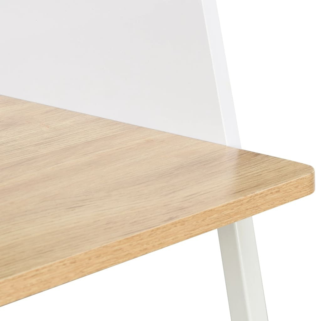 White Oak Desk with Raised Back Shelf 90x60x88cm Engineered Wood Home Office