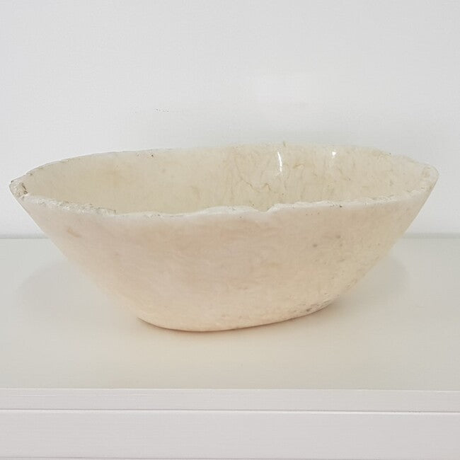 Onyx Stone Round Bowl 40cm White Finish Decorative Accent Piece