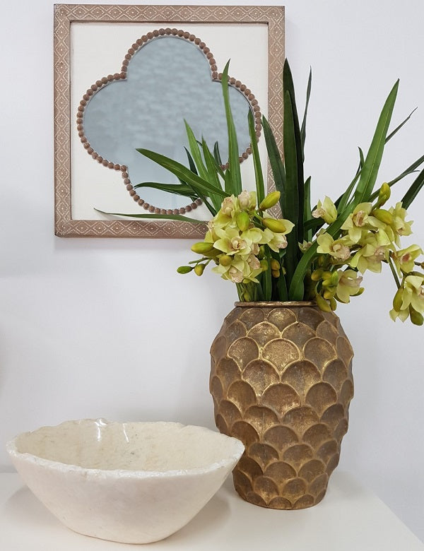 Onyx Stone Round Bowl 40cm White Finish Decorative Accent Piece