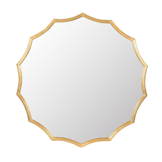 Minyama Gold Scalloped Round Mirror Large 101cm Wall Statement