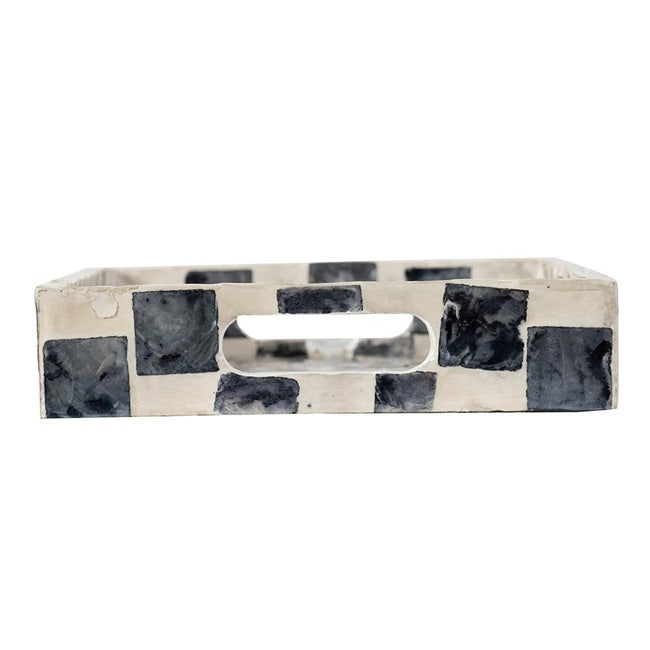 Black & White Serving Tray Rectangular 35.5x20.5cm With Handles
