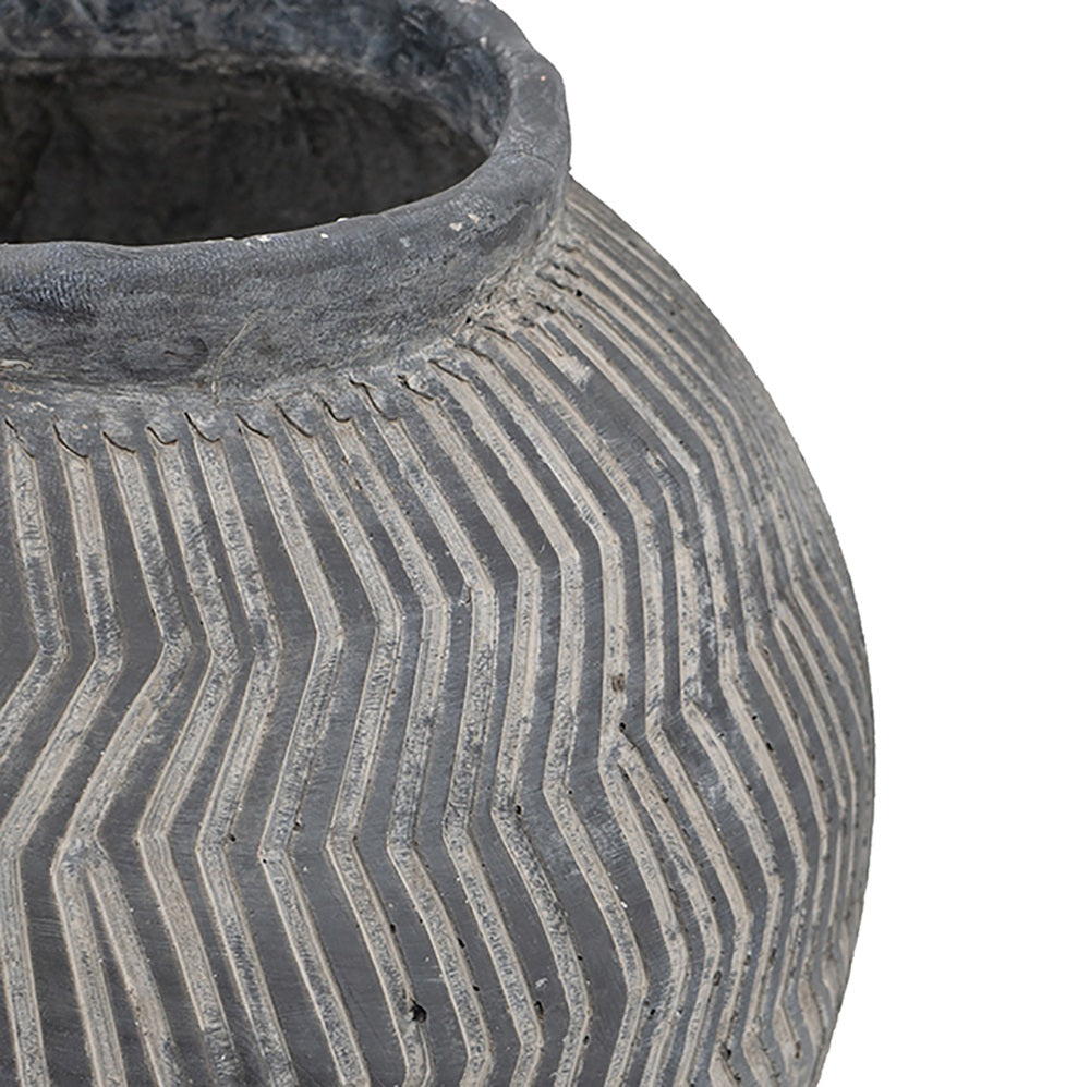 Carmoo Grey Cement Textured  44cm Pot – Chevron Design