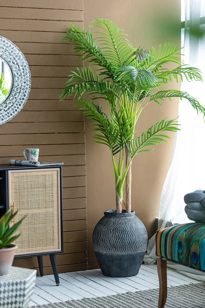 Carmoo Grey Cement Textured  44cm Pot – Chevron Design