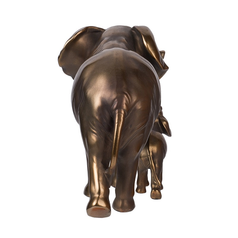 Elephant Mother & Calf Statue Polyresin Home Decor - 17.5 cm