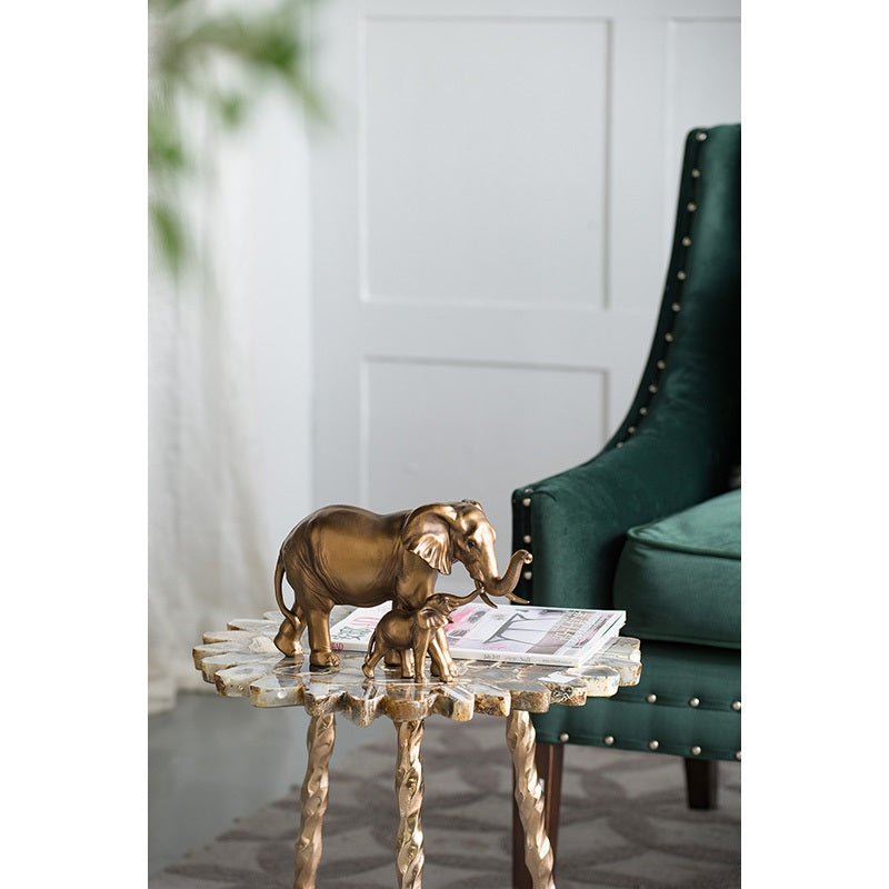 Elephant Mother & Calf Statue Polyresin Home Decor - 17.5 cm