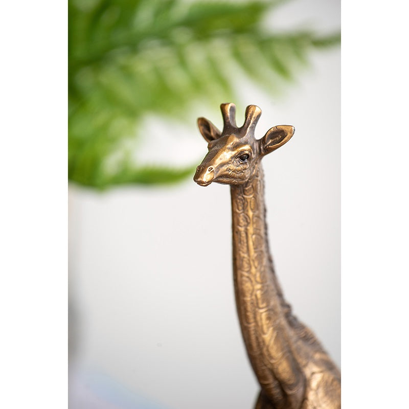 Giraffe Statue Polyresin Copper Finish Home Decor Accent - 29 cm