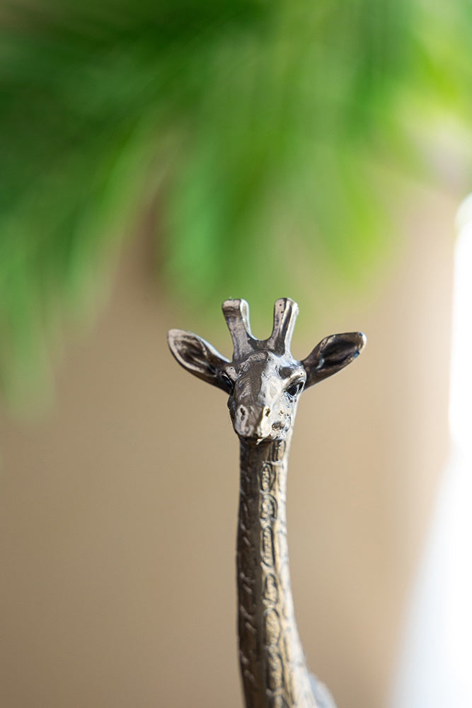 Giraffe Statue Polyresin Copper Finish Home Decor Accent - 29 cm