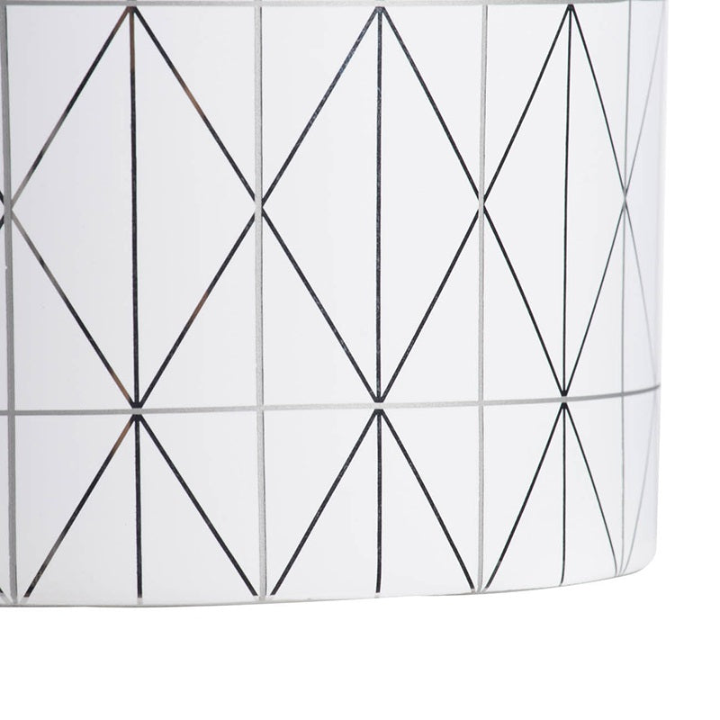 Geo Ceramic Planter Modern Diamond Pattern Cylindrical Pot - 16 cm