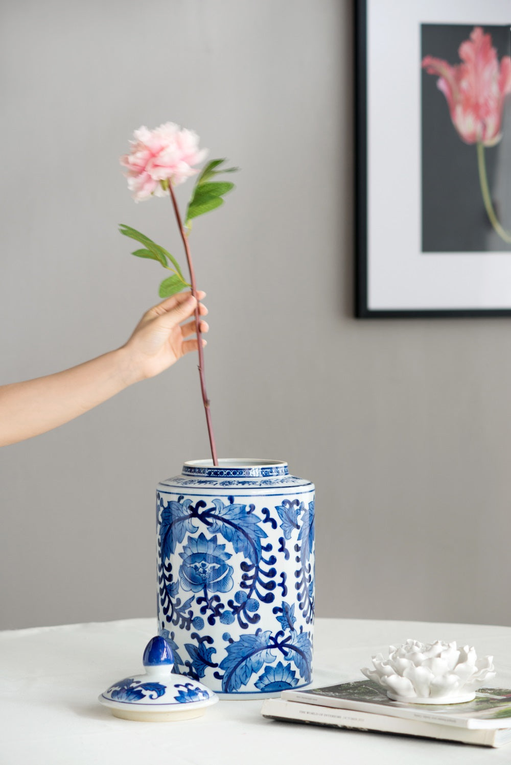 Indra Large Porcelain Jar with Lid Decorative Storage Container