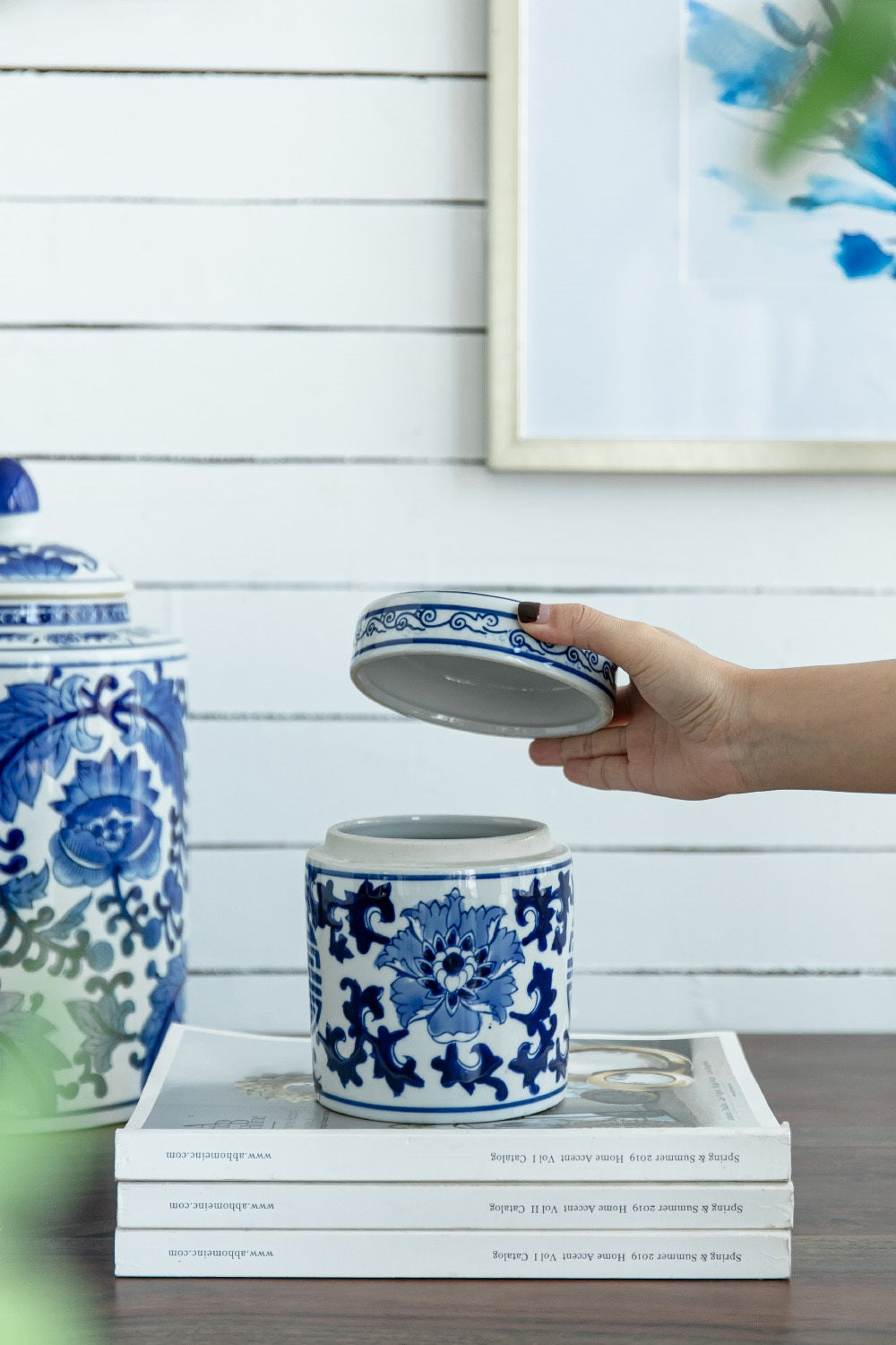Asnee Porcelain Lidded Jar Tea Caddy Decorative Storage for Loose Tea