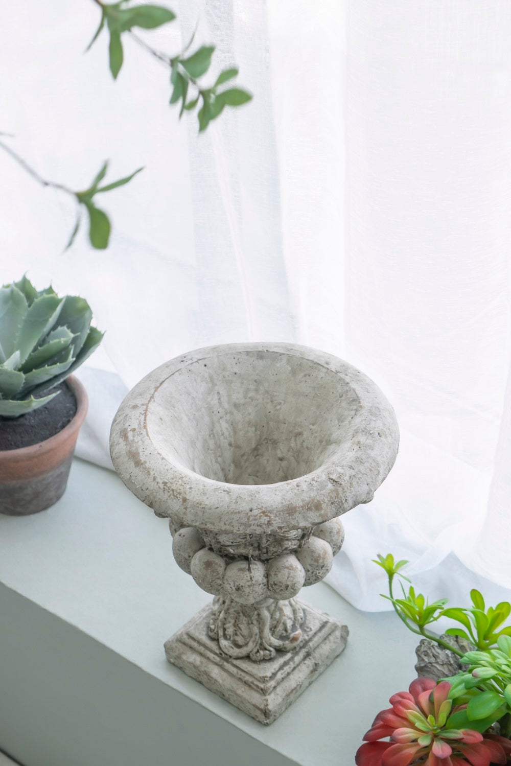 Danna Ornate Concrete Garden Urn Small Decorative Planter Antique Finish