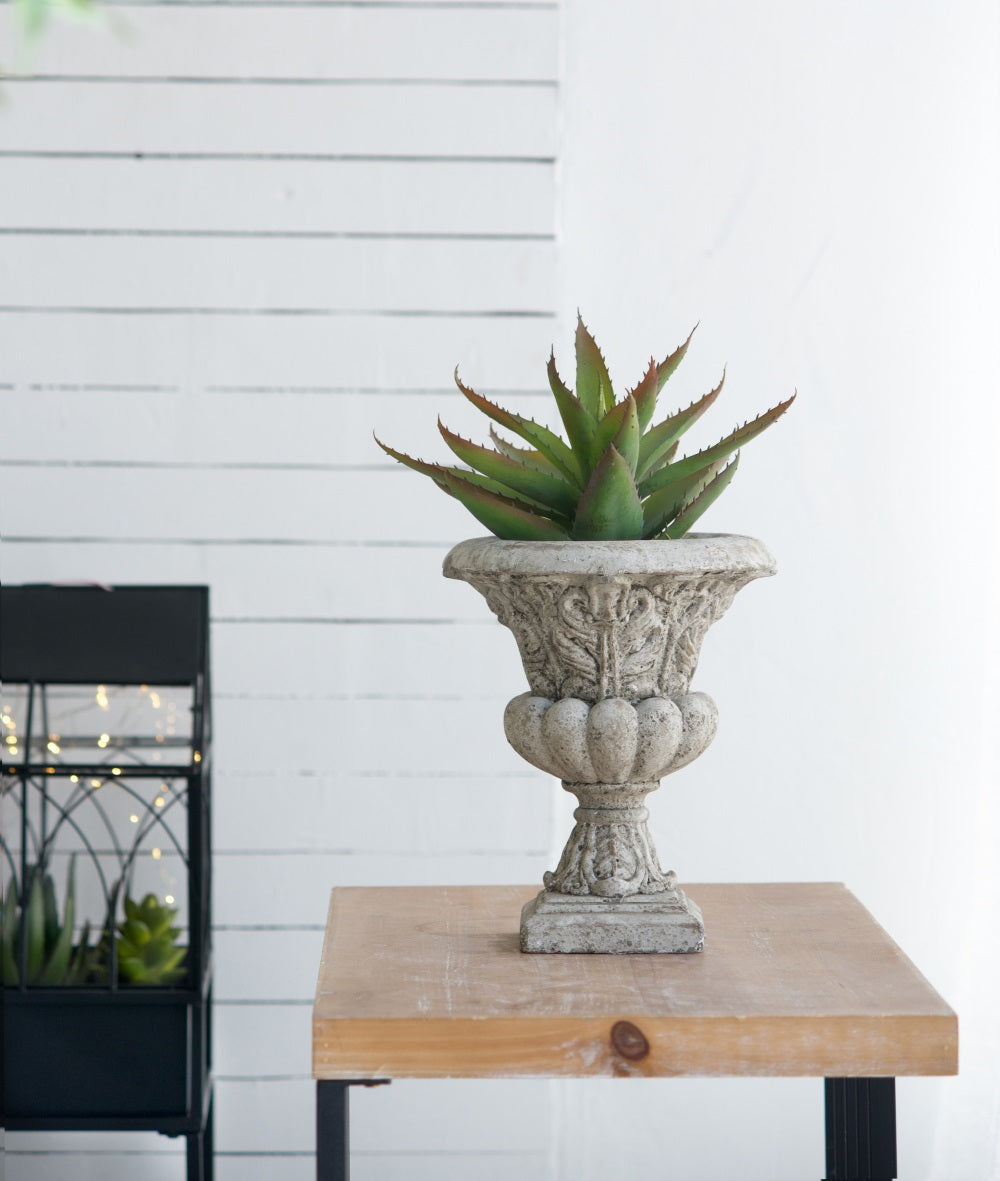 Danna Ornate Concrete Garden Urn Small Decorative Planter Antique Finish