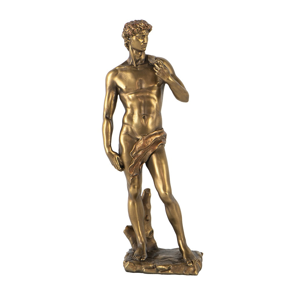 Golden David Polyresin Statue 35cm Decorative Sculpture for Home