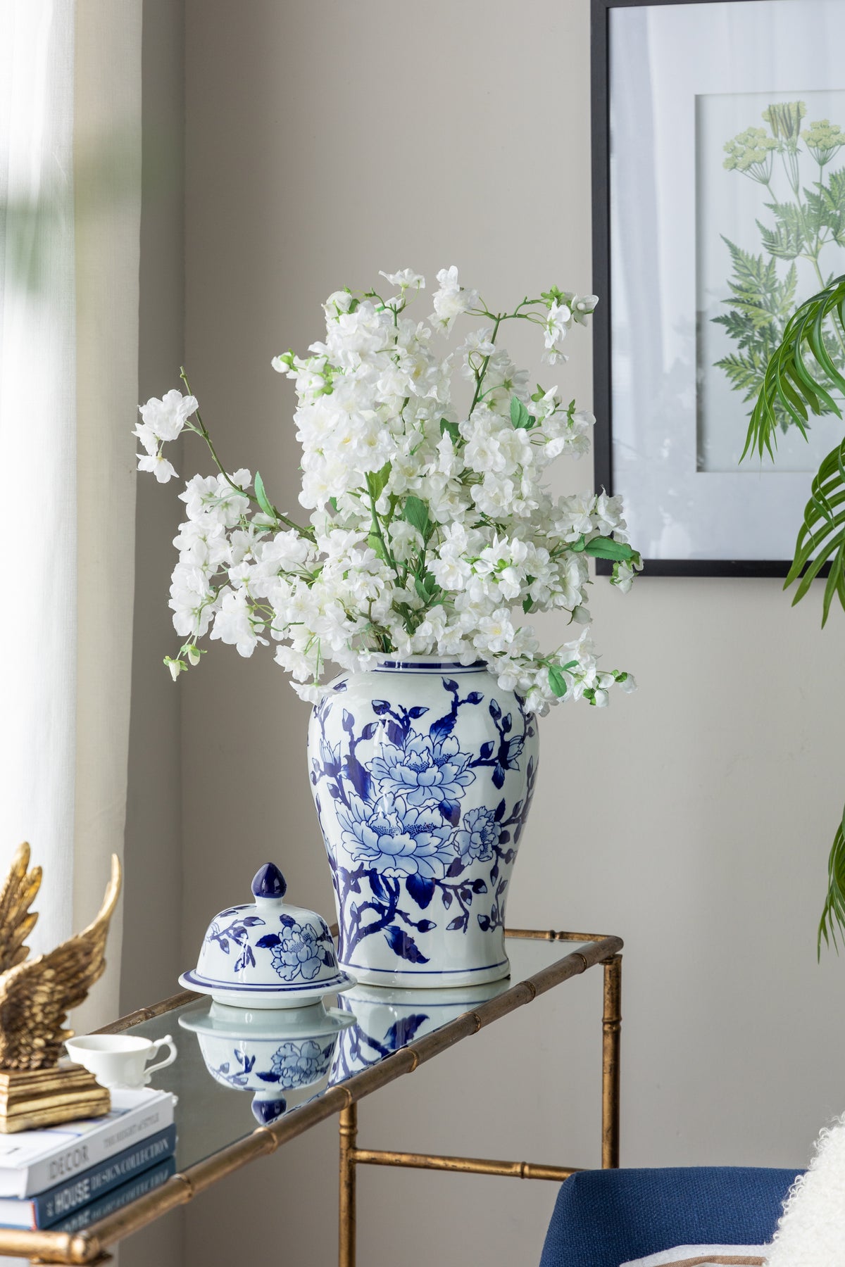Magnolia Porcelain Ginger Jar 45.7cm Decorative Vase Ming Style
