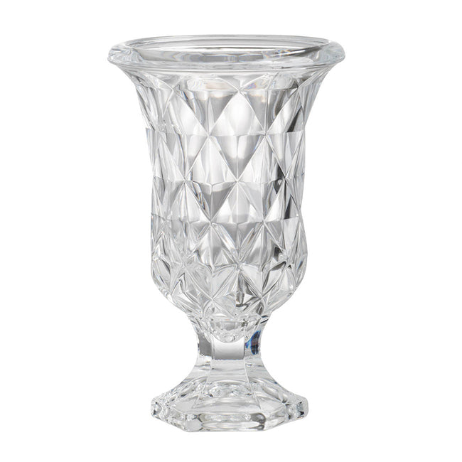 Diamond Pattern Pedestal 24cm Glass Decorative Flower Vase
