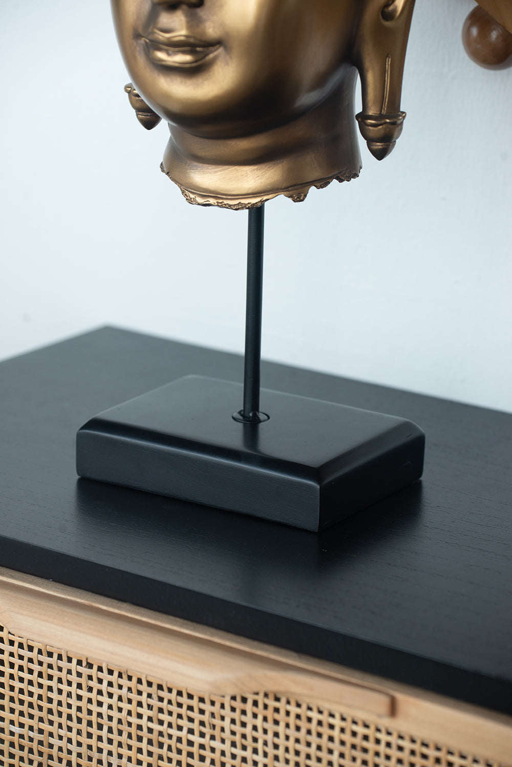 Buddha Statue Head on Stand 50cm Polyresin Decorative Accent for Home