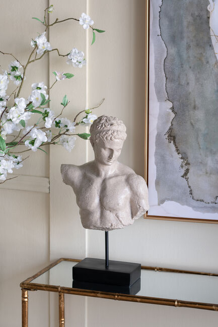 Grecian Decorative Bust 54cm Resin Sculpture on Stand for Home or Office Accent