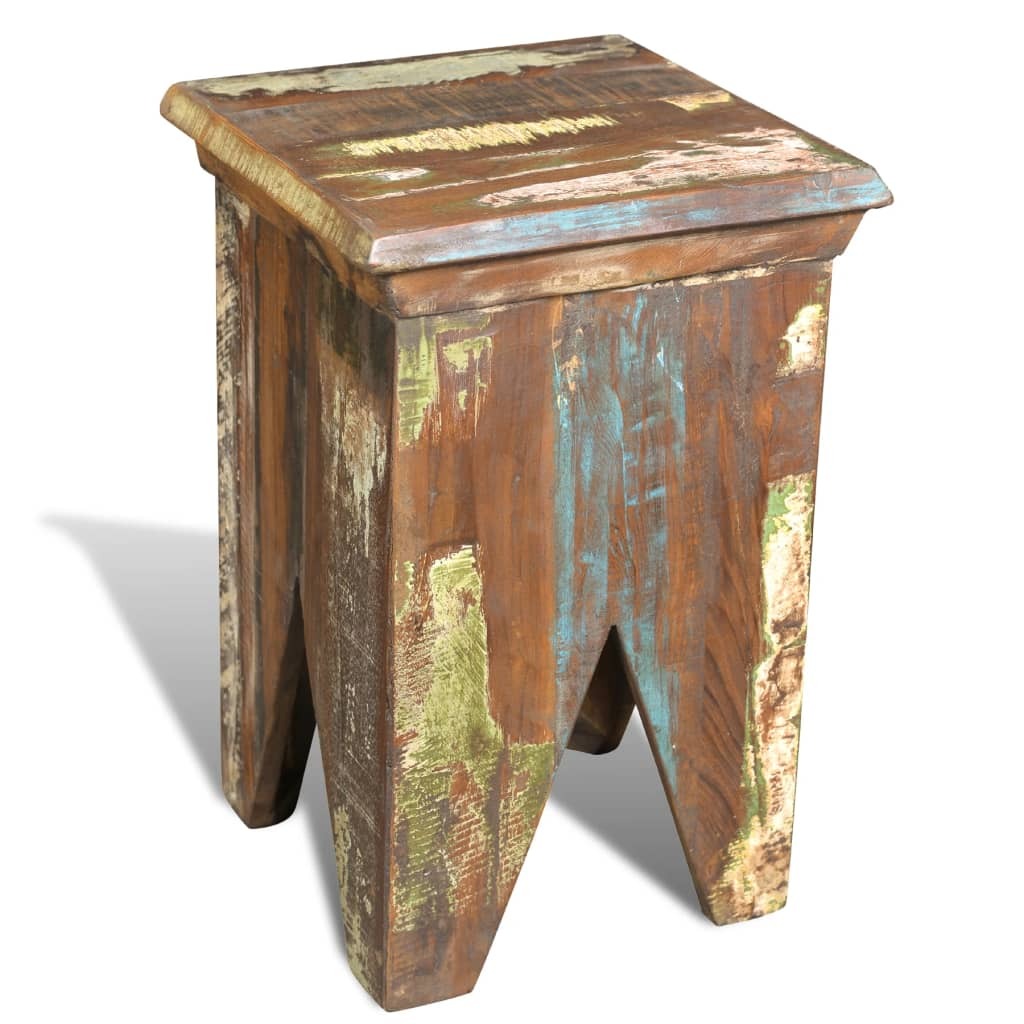 Stool Solid Reclaimed Wood Vintage Handmade Rustic Seat Unique Home Cafe