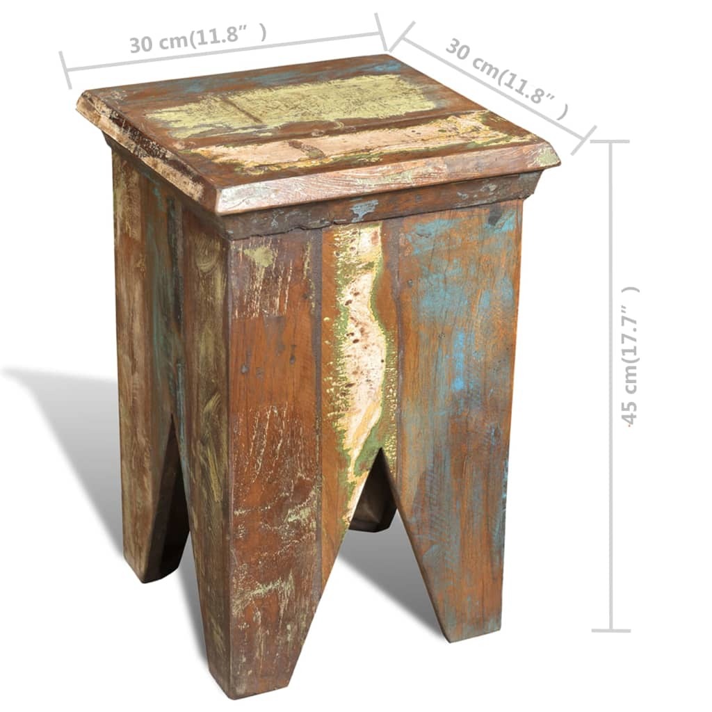 Stool Solid Reclaimed Wood Vintage Handmade Rustic Seat Unique Home Cafe