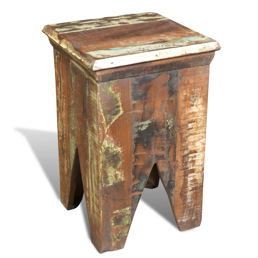 Stool Solid Reclaimed Wood Vintage Handmade Rustic Seat Unique Home Cafe