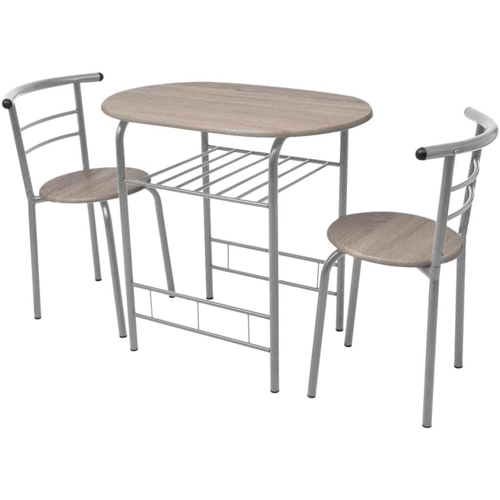 Breakfast Bar Set MDF 1 Table 2 Stools Iron Frame Kitchen Compact Space