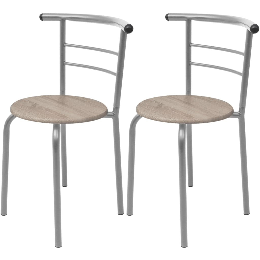 Breakfast Bar Set MDF 1 Table 2 Stools Iron Frame Kitchen Compact Space