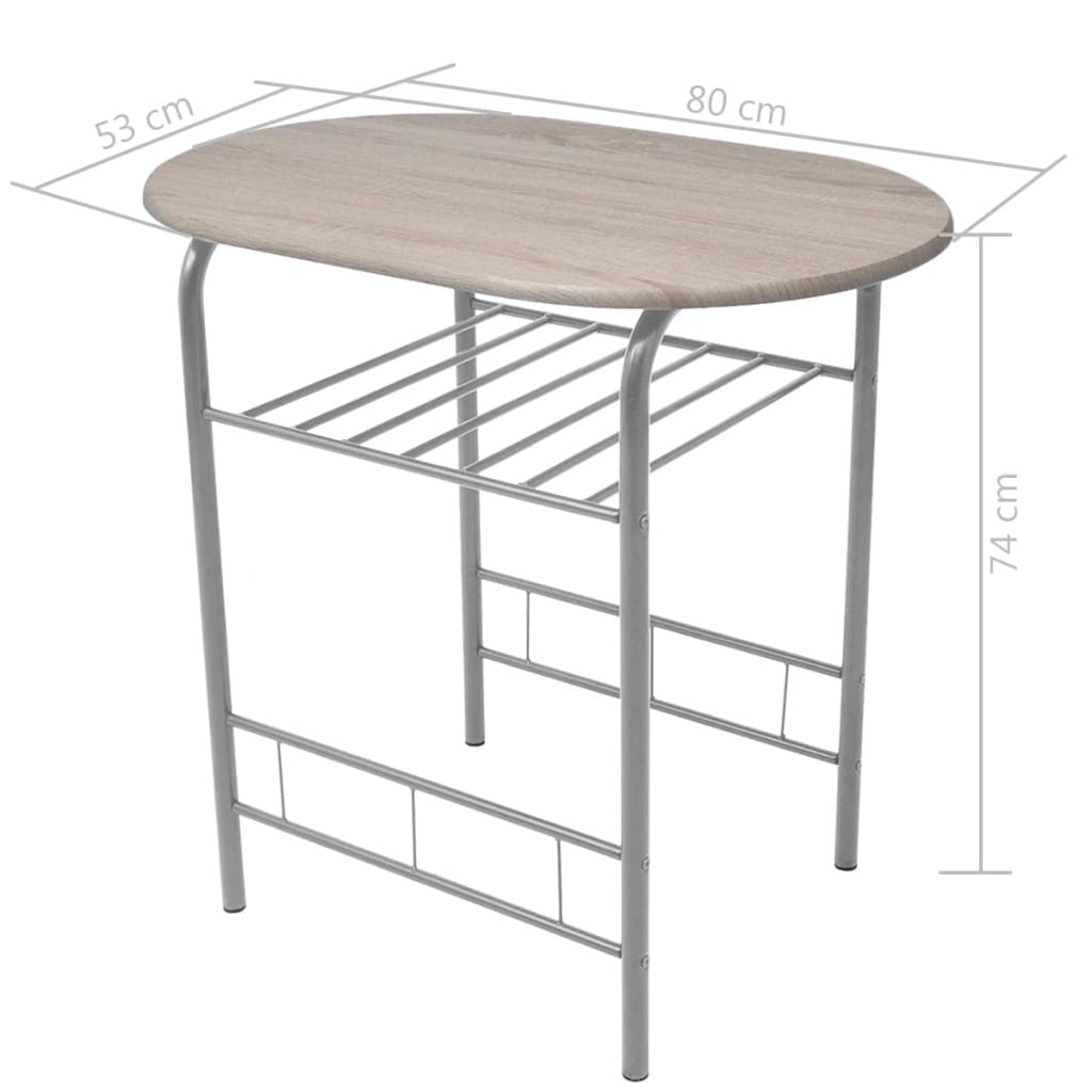 Breakfast Bar Set MDF 1 Table 2 Stools Iron Frame Kitchen Compact Space