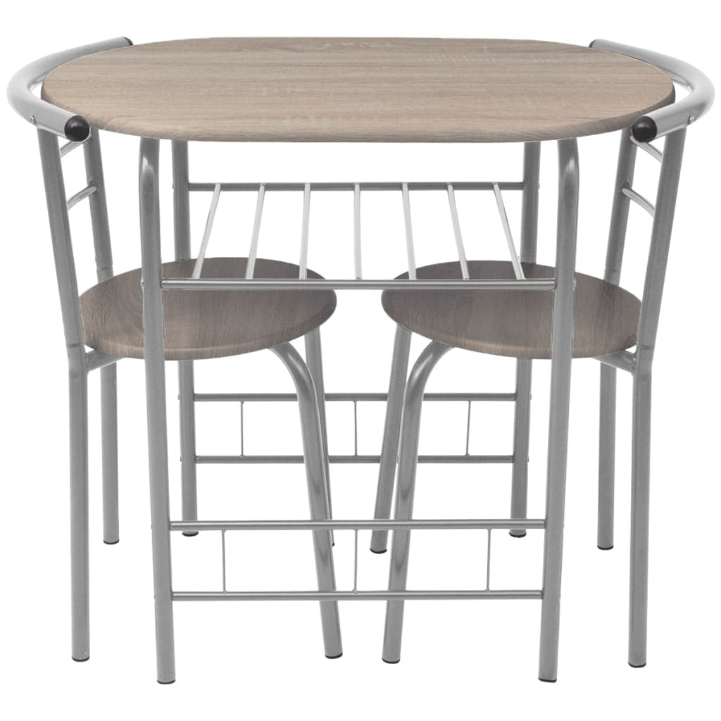 Breakfast Bar Set MDF 1 Table 2 Stools Iron Frame Kitchen Compact Space