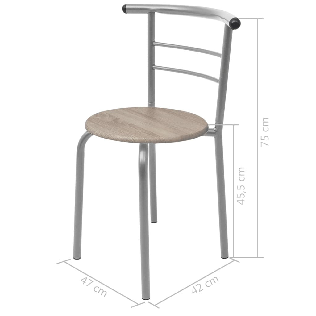 Breakfast Bar Set MDF 1 Table 2 Stools Iron Frame Kitchen Compact Space