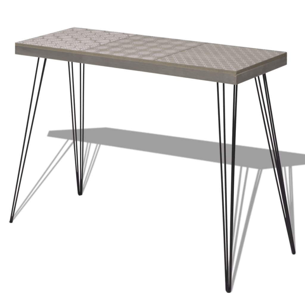 Grey Retro Console Table Sturdy MDF Sideboard Entryway Hallway Furniture 90cm