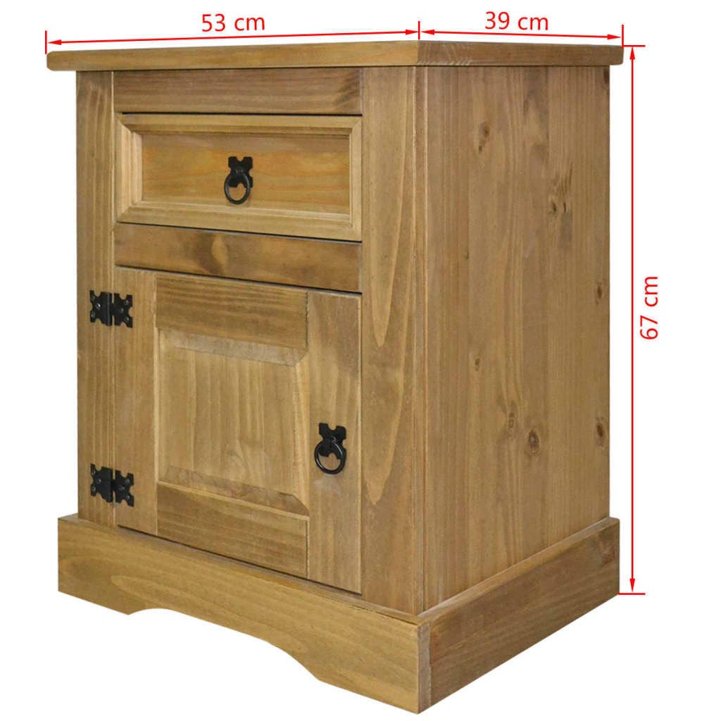 Bedside Cabinet Mexican Pine Corona Range 53x39x66 cm