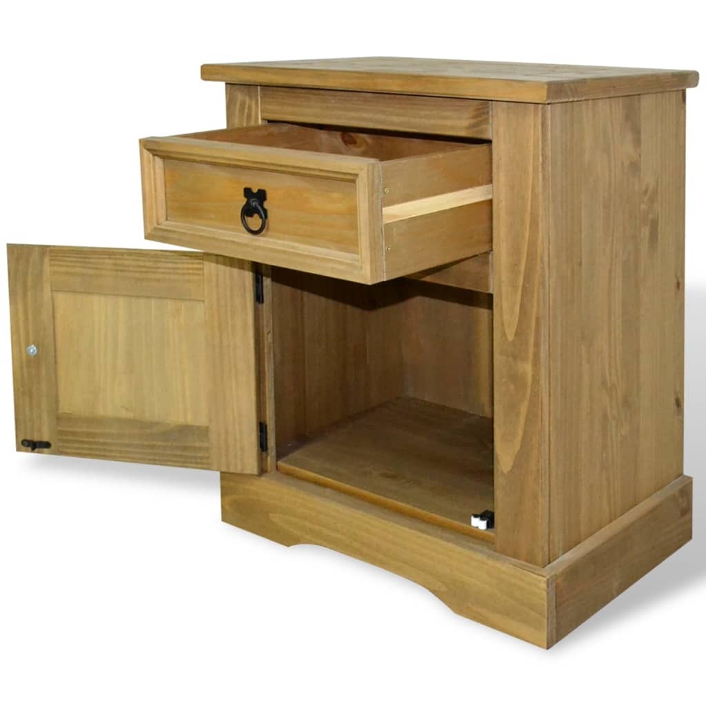 Bedside Cabinet Mexican Pine Corona Range 53x39x66 cm