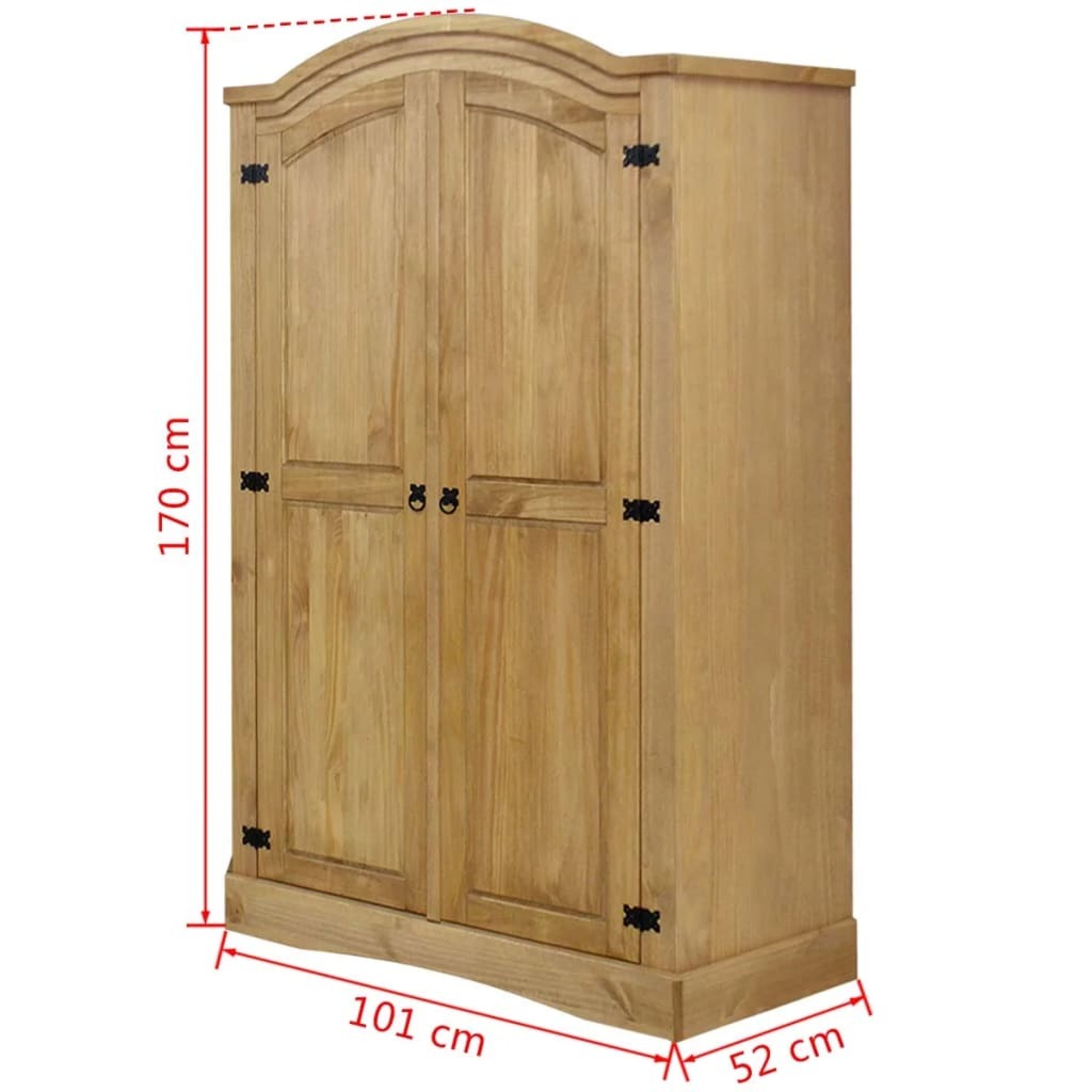 Wardrobe Corona Range 2 Door Solid Pine Bedroom Storage Closet Mexican Pine