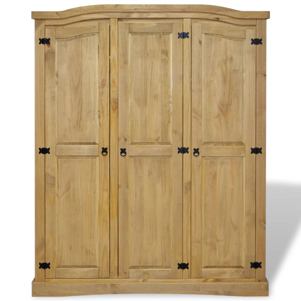 Wardrobe Corona Mexican Pine 3 Door Bedroom Closet Storage Rustic Natural