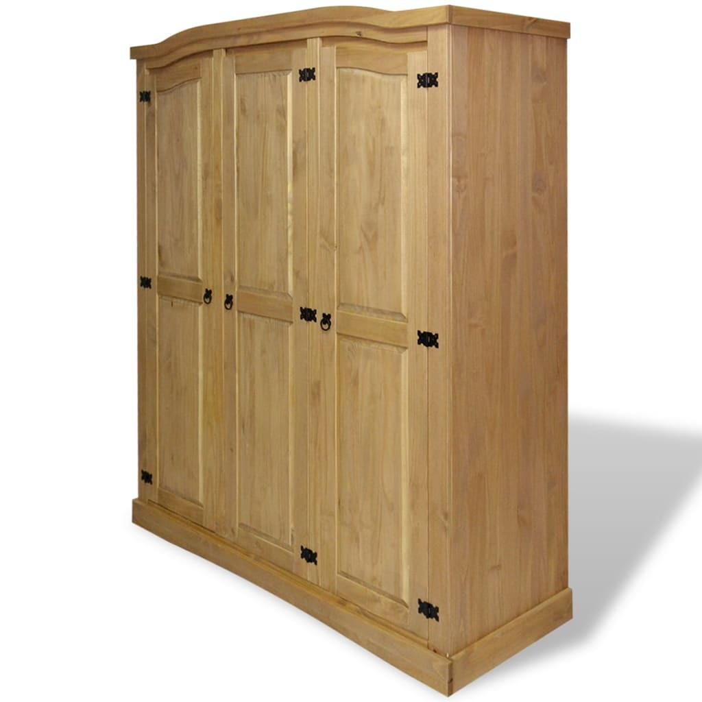 Wardrobe Corona Mexican Pine 3 Door Bedroom Closet Storage Rustic Natural